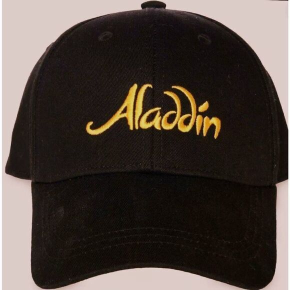 Aladdin Genie Disney Vintage Black Hat Cap Embroidered Gold Adjustable - Picture 2 of 5
